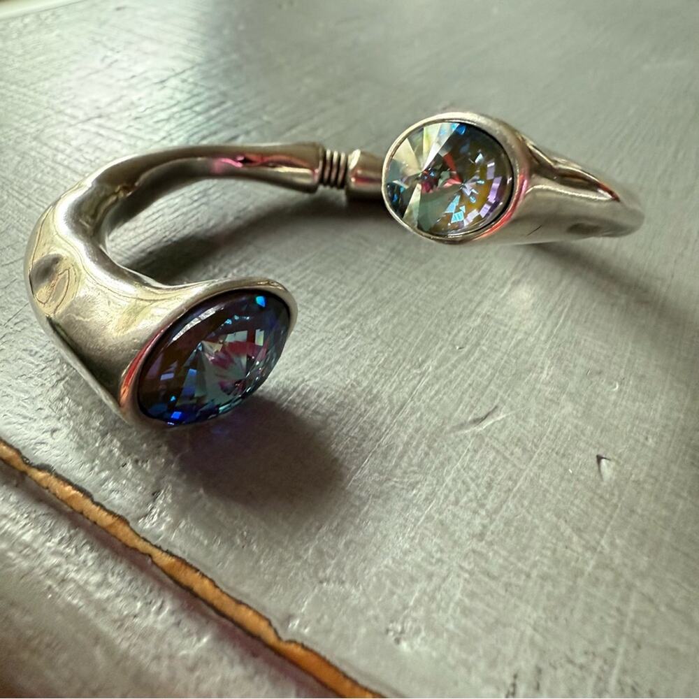 Vidda Spain Silver Plated Swarovski Crystal Hinged Bracelet - Picture 11 of 14
